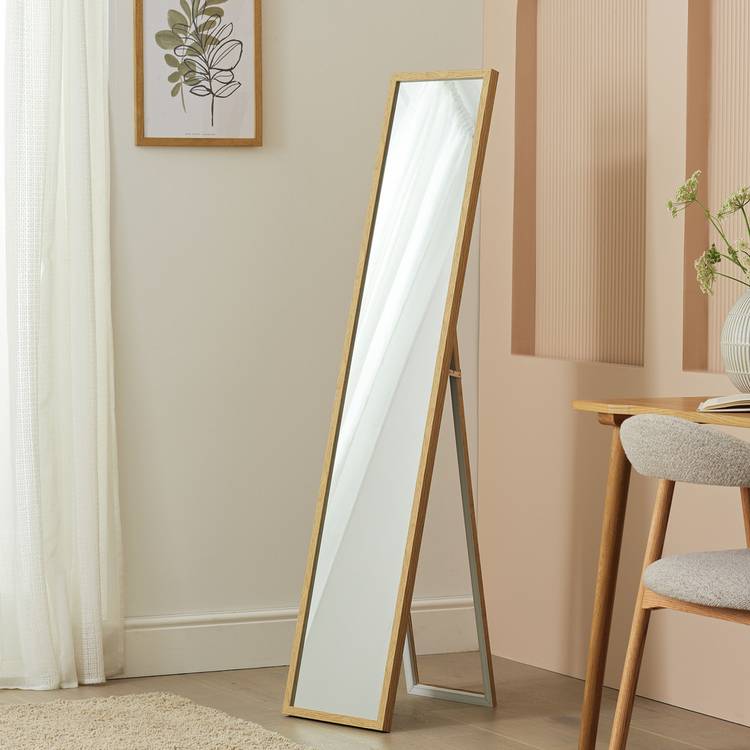 Home Essentials Oak Effect Free Standing Cheval Mirror 0