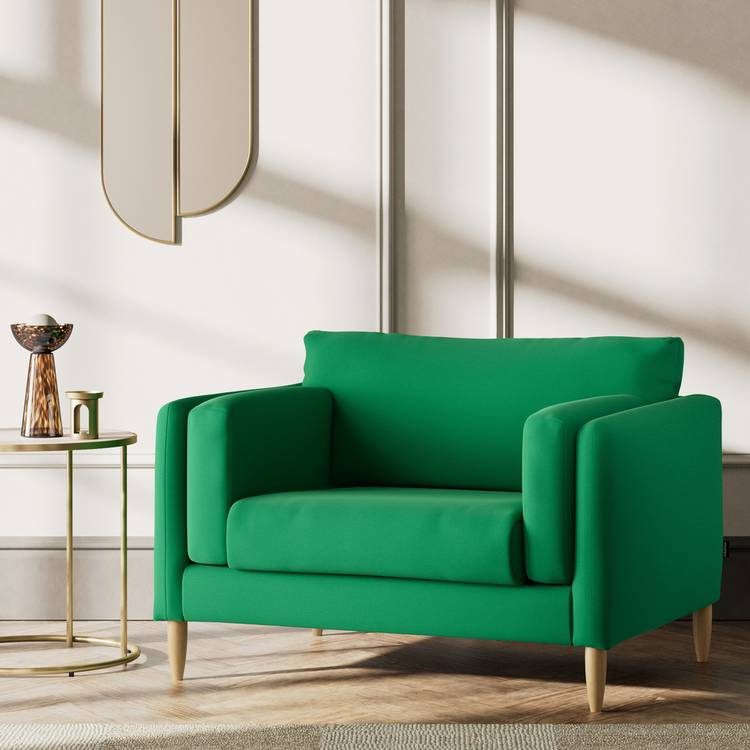 Habitat Newington Fabric Cuddle Chair - Green - Ash Leg 0