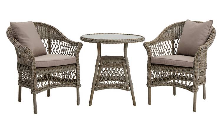 Argos Home Palermo 2 Seater Rattan Effect Bistro Set-Natural