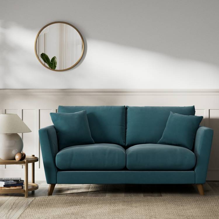 Habitat Lomond Fabric 2 Seater Sofa - Teal - Dark Leg 0