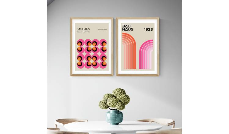 East End Prints Bauhaus Twin Set Oak Frame Art Print - A2