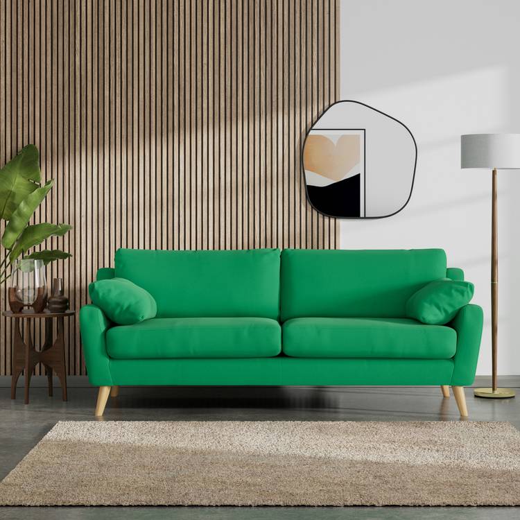 Habitat Ivor Fabric 4 Seater Sofa - Emerald Green - Ash Leg 0