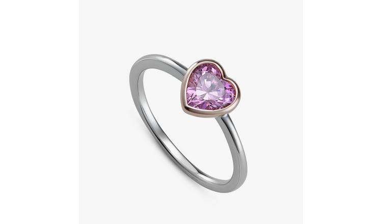 Revere Rose Gold Plated Sterling Silver Pink Heart Ring - O