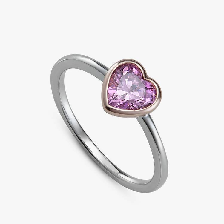 Revere Rose Gold Plated Sterling Silver Heart Ring - Medium 0