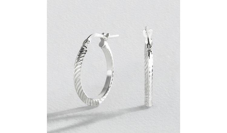 Revere Sterling Silver Diamond-cut Hoop Earrings