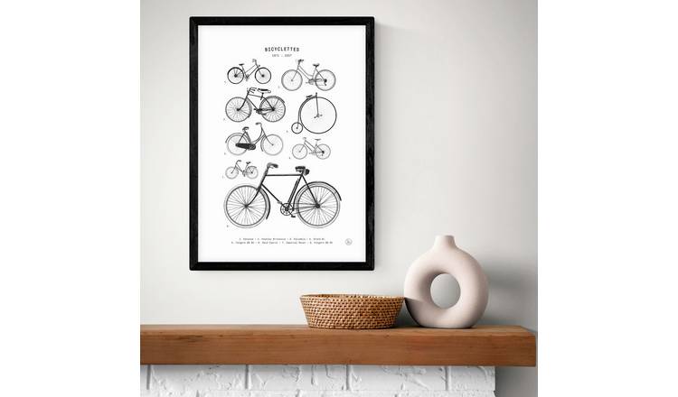 East End Prints Bicylettes Black Frame Art Print - A3