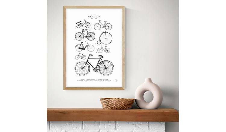 East End Prints Bicylettes Oak Frame Art Print - A3