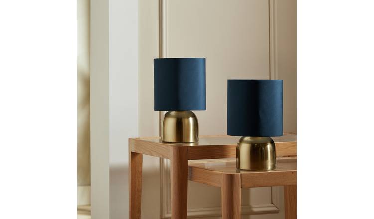 Argos Home Pair of Touch Table Lamps - Navy and Brass