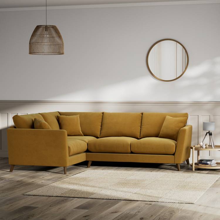 Habitat Lomond Left Hand Corner Sofa - Gold - Dark Leg 0