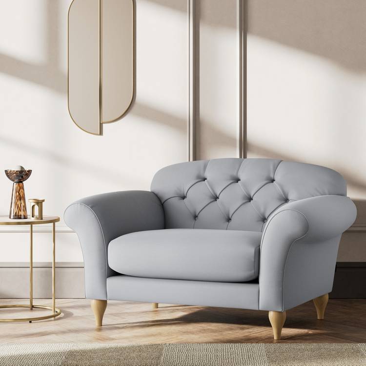 Habitat Brooker Fabric Cuddle Chair - Grey - Ash Leg 0
