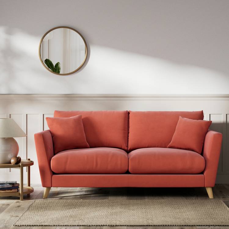 Habitat Lomond Fabric 3 Seater Sofa - Papaya - Ash Leg 0