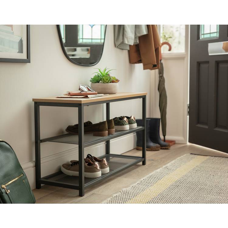 Habitat Loft Living 3 Tier Shoe Rack - Oak & Black 0