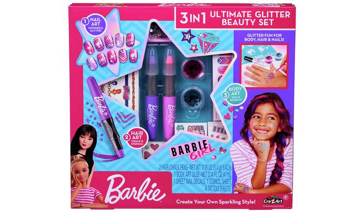 Buy Barbie 3 in 1 Ultimate Glitter Beauty Set | Makeup and beauty toys ...