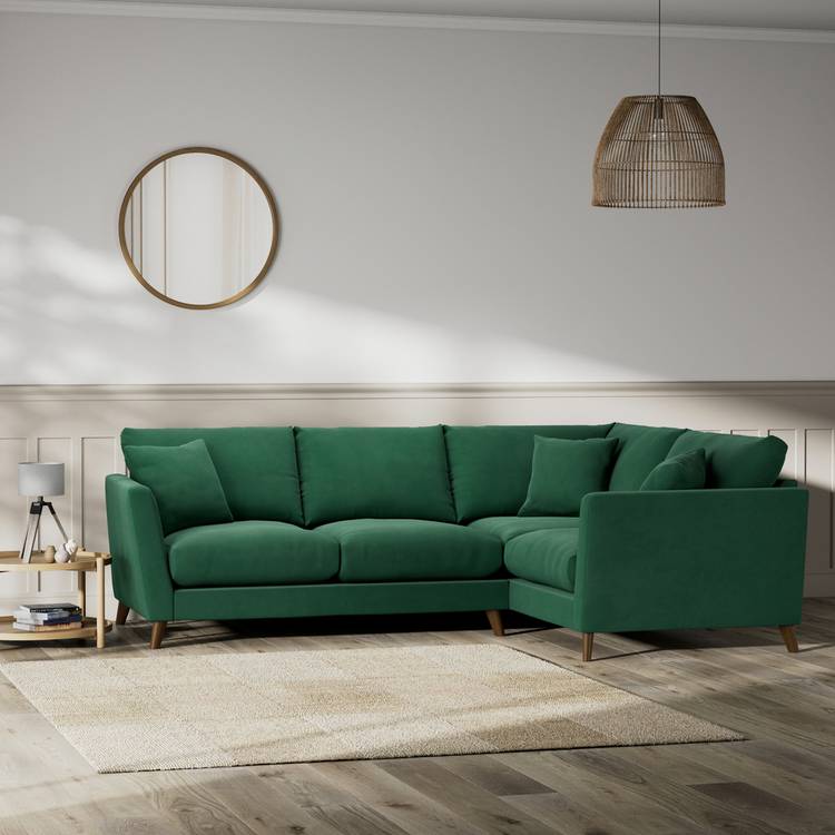 Habitat Lomond Right Hand Corner Sofa - Green - Dark Leg 0