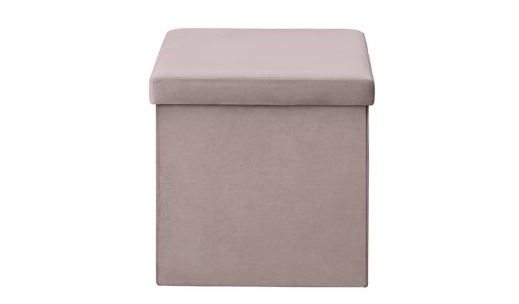 Argos Home Velvet Small Storage Ottoman - Pink