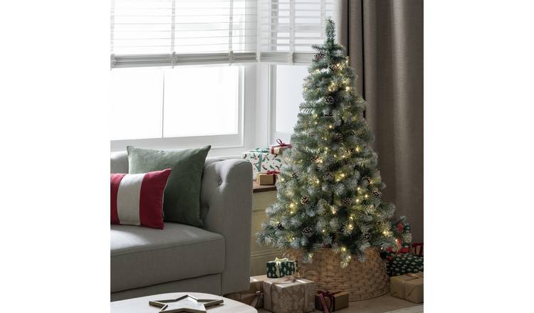 Habitat 5ft Pre lit Blue Oscar Pine Cone Christmas Tree