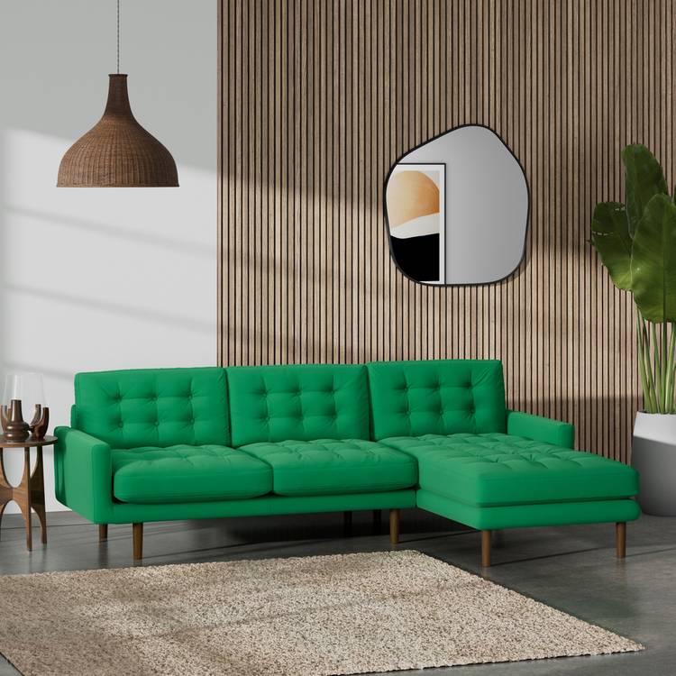 Habitat Fenner Right Hand Corner Sofa-Emerald Green-Dark Leg 0