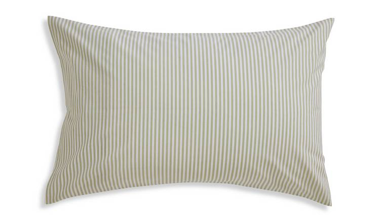 Habitat Stripe Printed Standard Pillowcase Pair - Green