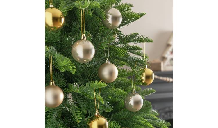 Argos Home Pack of 24 Shatterproof Christmas Baubles - Gold