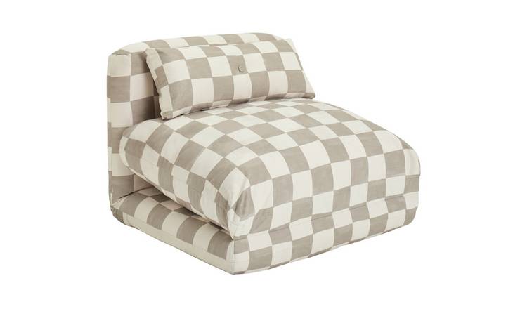 Habitat Lexi Single Fabric Chairbed - Brown & Cream