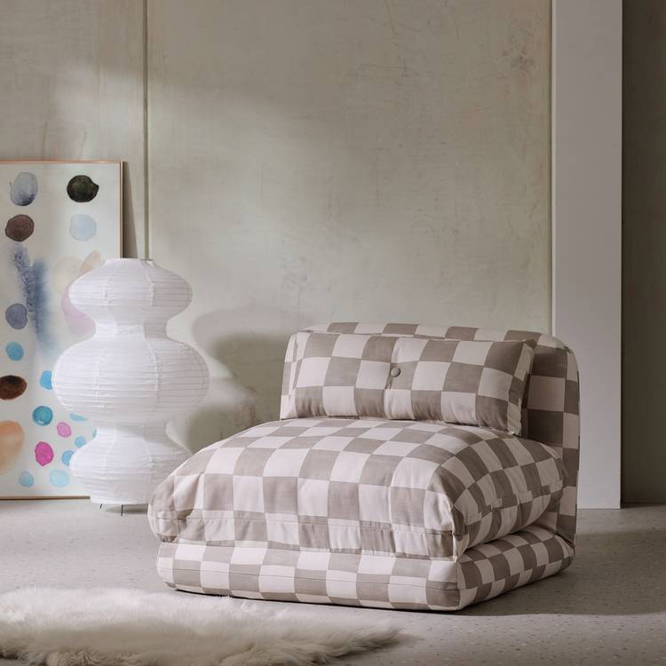 Habitat Lexi Single Fabric Chairbed - Brown & Cream 0