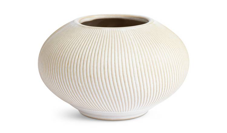 Habitat Small Ribbed Ceramic Vase - Natural