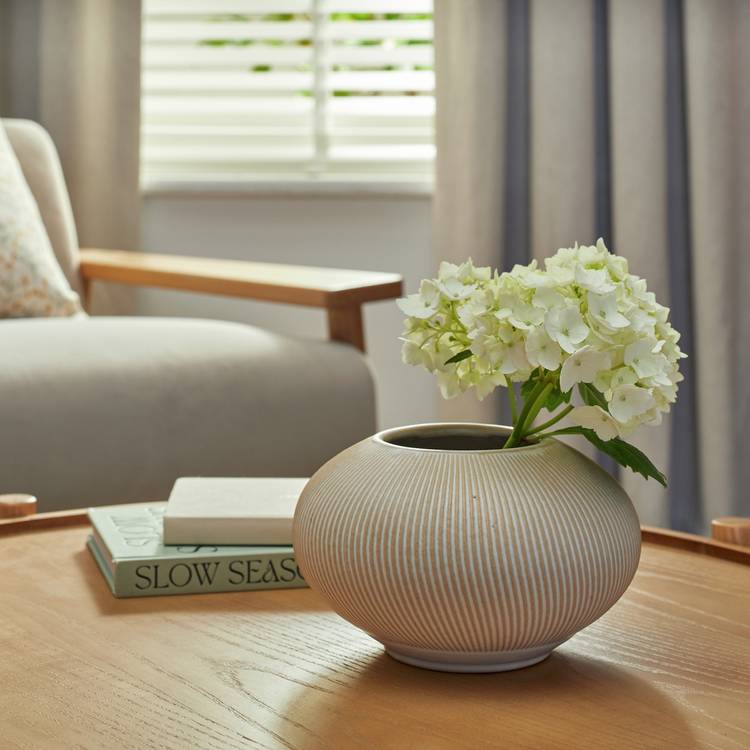 Habitat Small Ribbed Ceramic Vase - Natural 0