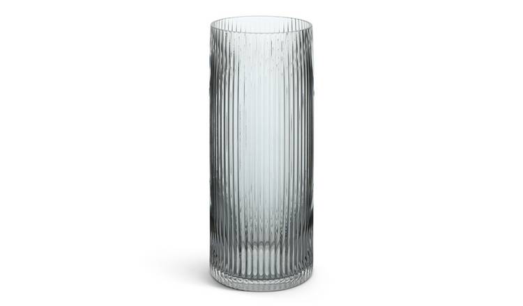 Habitat Ribbed Glass Vase - Clear 