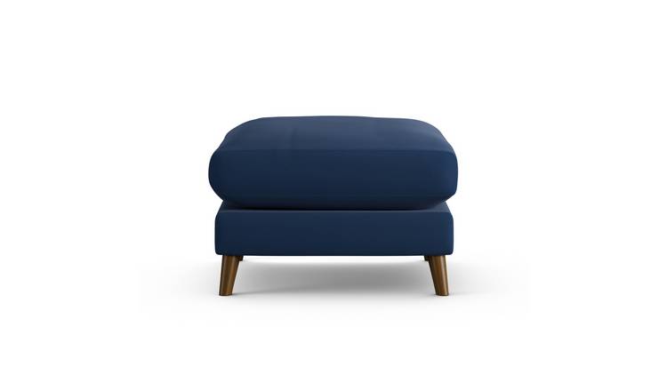 Habitat Lomond Fabric Footstool - Navy - Dark Leg