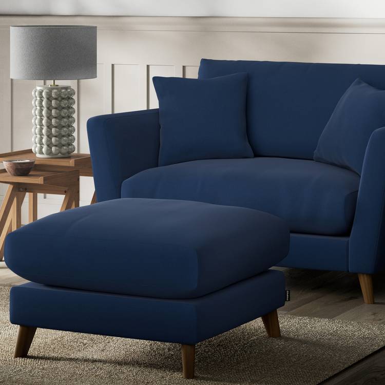 Habitat Lomond Fabric Footstool - Navy - Dark Leg 0