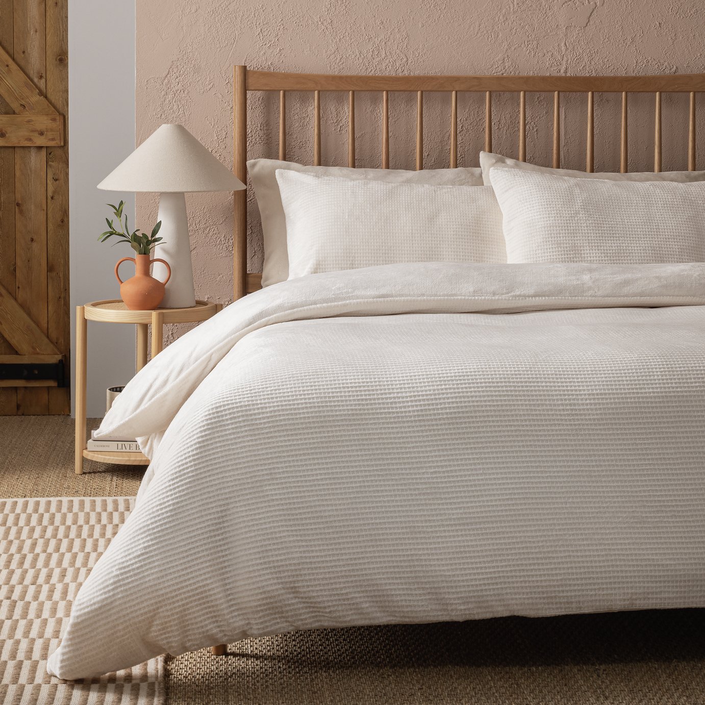 Argos Home Waffle Fleece Ivory Bedding Set - King size