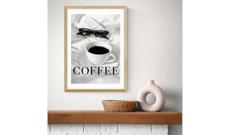 East End Prints Coffee in Bed Oak Frame Art Print - A2