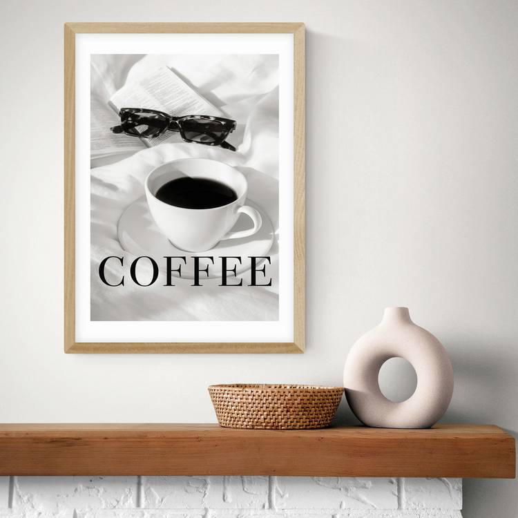 East End Prints Coffee in Bed Oak Frame Art Print - A2 0