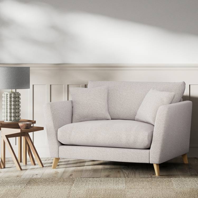 Habitat Lomond Fabric Cuddle Chair - Natural - Ash Leg 0