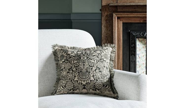 Habitat x Morris & Co. Sunflower Woodblock Cushion - Grey