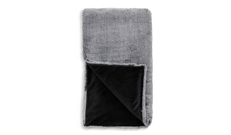 Habitat Faux Fur Tipped Throw - Charcoal - 125x150cm