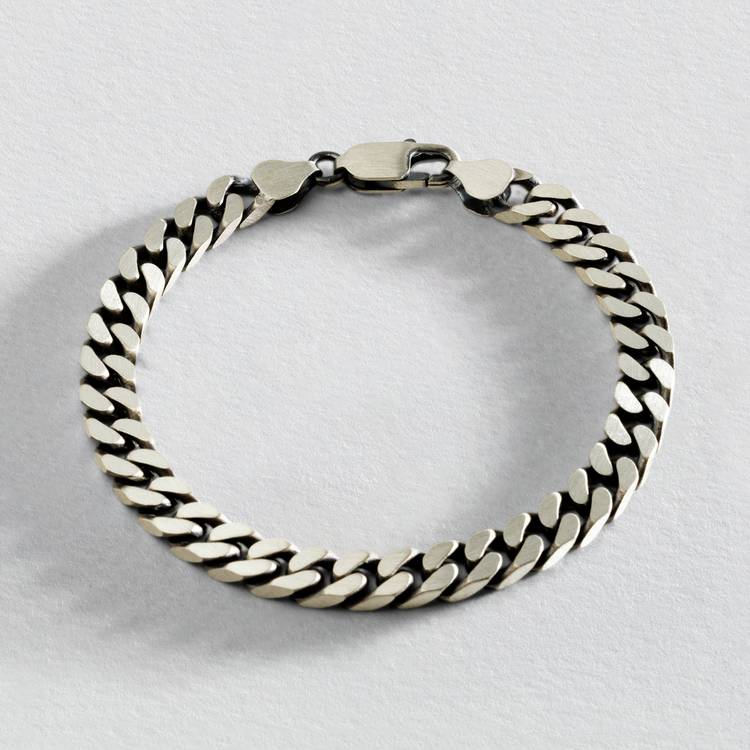 Revere Men's Sterling Silver Oxidized Curb Bracelet  0