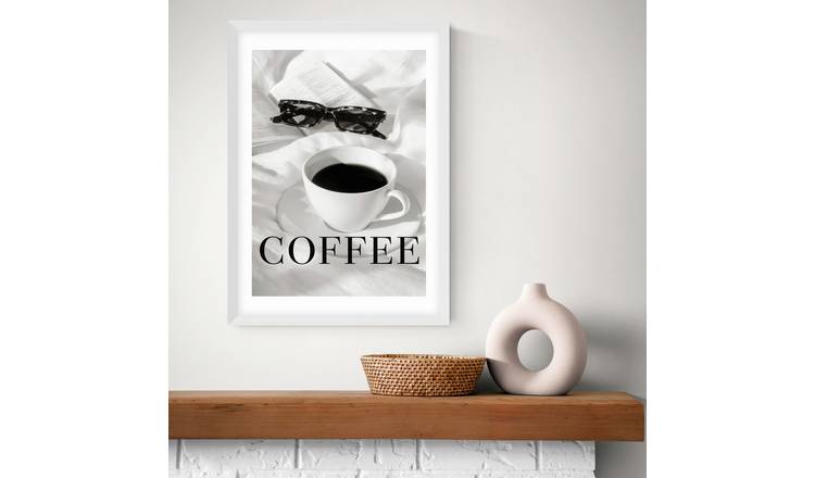 East End Prints Coffee in Bed White Frame Art Print - A3