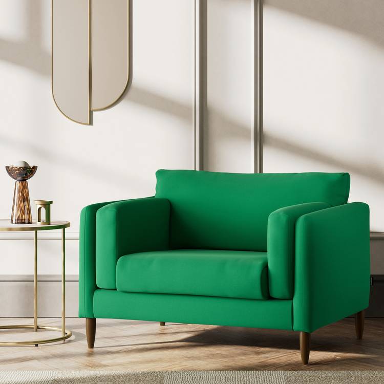 Habitat Newington Fabric Cuddle Chair - Green - Dark  Leg 0