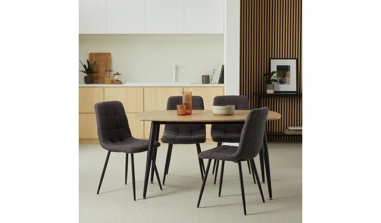 Argos Home Cobin Oak Dining Table & 4 Charcoal Chairs