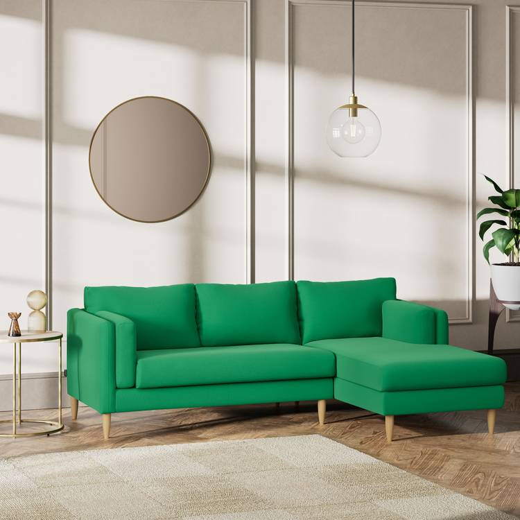 Habitat Newington Right Hand Corner Sofa - Green -Ash Leg 0