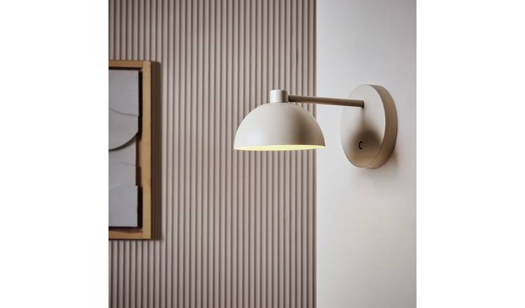 Habitat Steel Rechargeable Mushroom Wall Light - Taupe