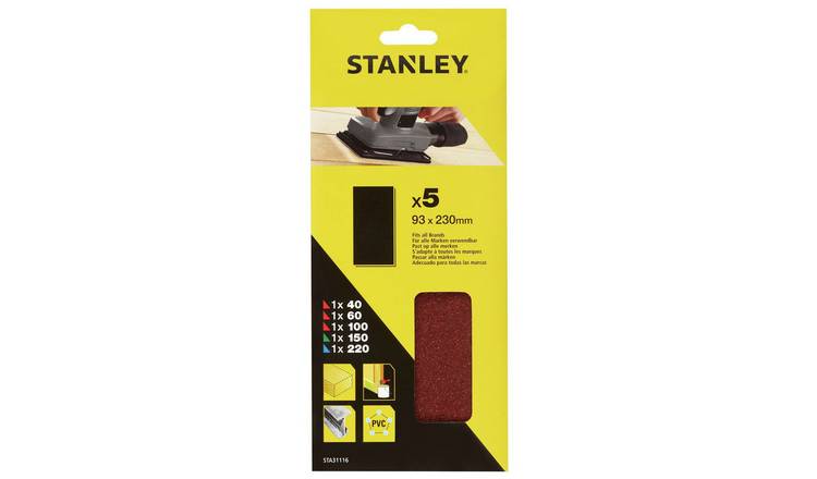 Stanley 93 x 230mm 5 Piece Mixed Sanding Sheets