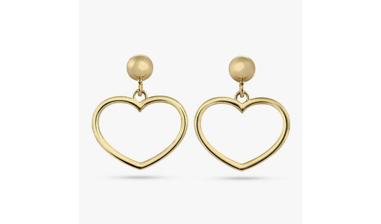 Revere 9ct Yellow Gold Heart Drop Earrings