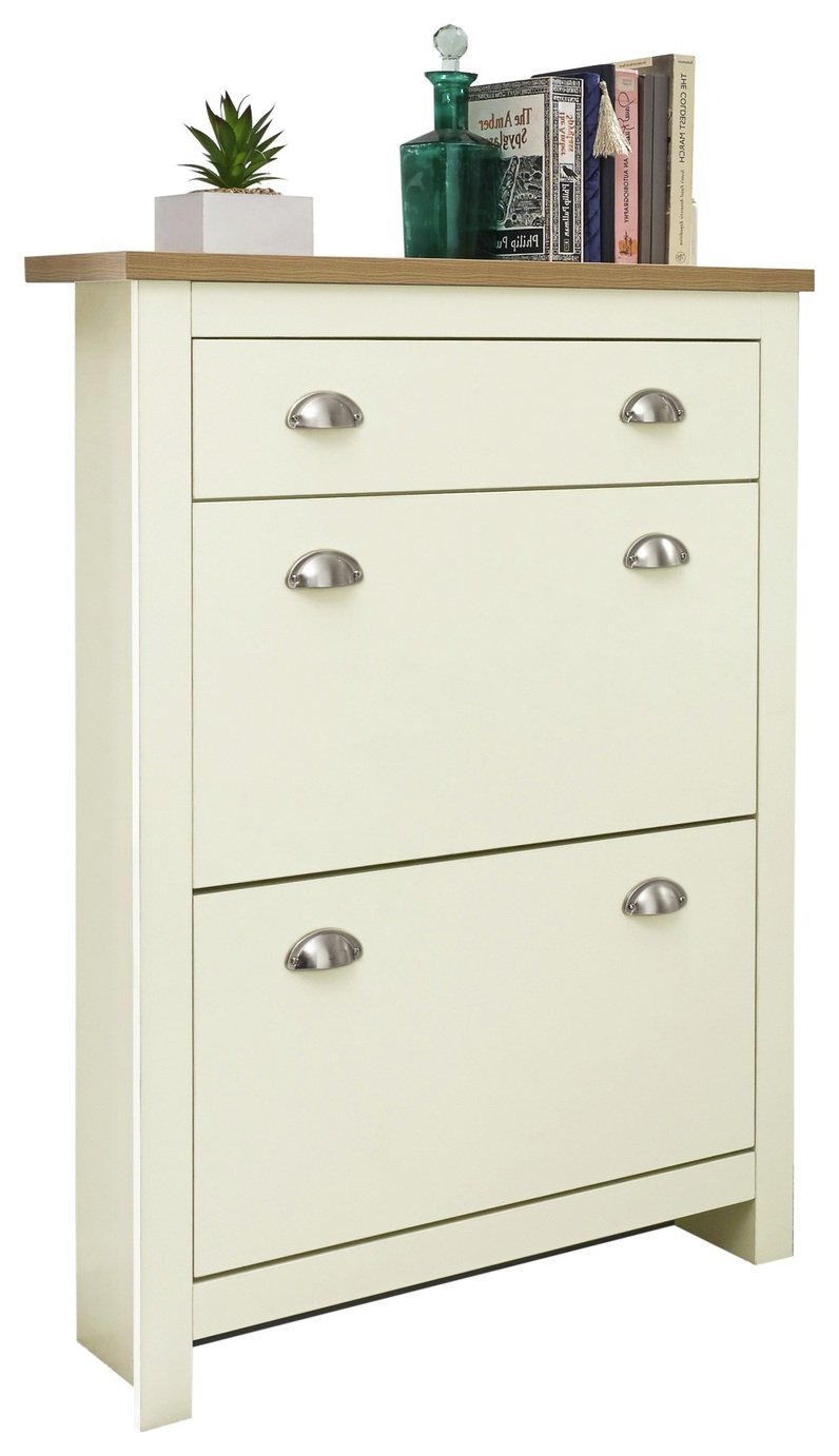 Lancaster Two Tier 1 Drawer Shoe Cabinet - Cream