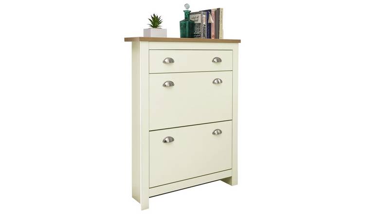 Lancaster Two Tier 1 Drawer Shoe Cabinet - Cream