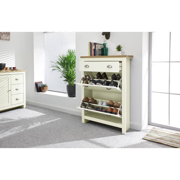 GFW Lancaster Shoe Storage Cabinet - Cream 0