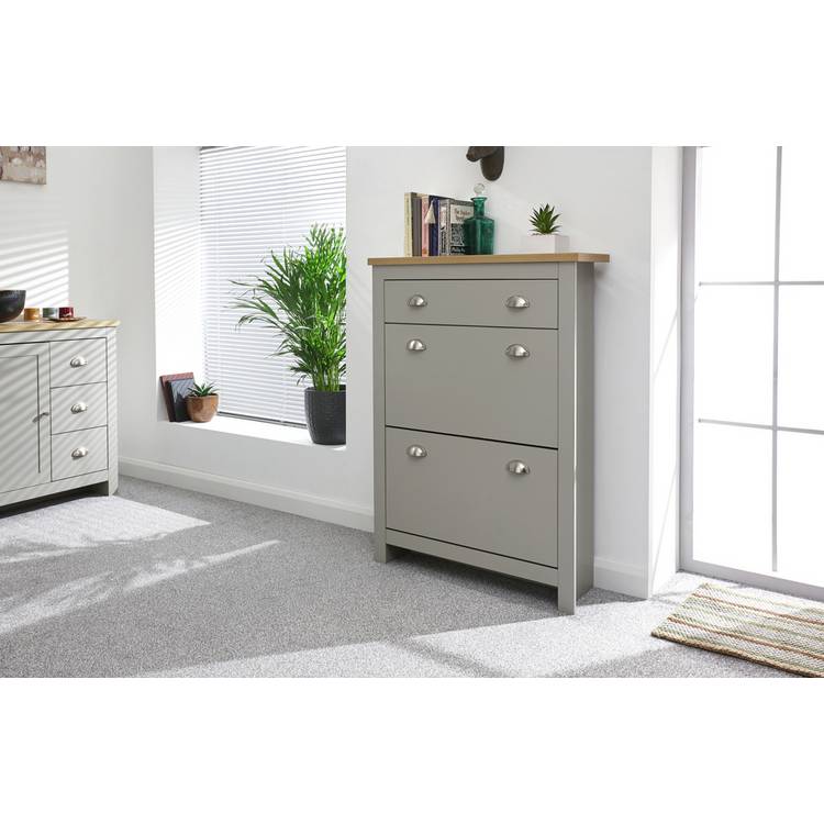 GFW Lancaster Shoe Storage Cabinet - Grey 0