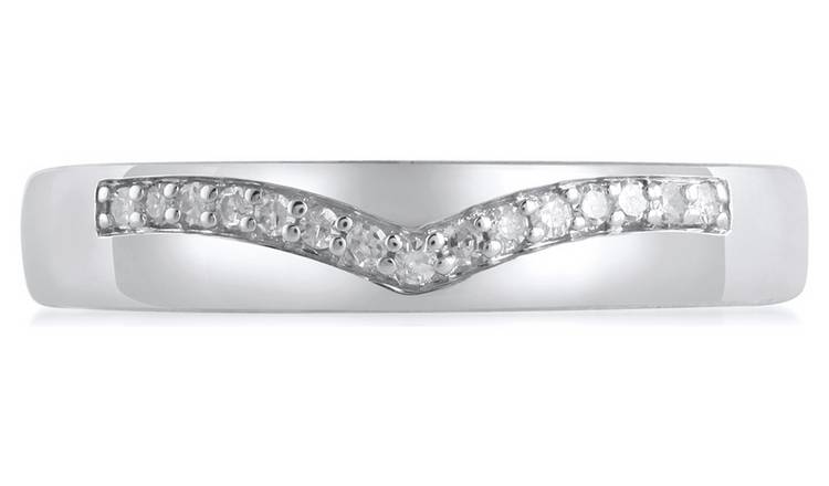 Revere 9ct White Gold 0.06ct Diamond Wedding Ring - U