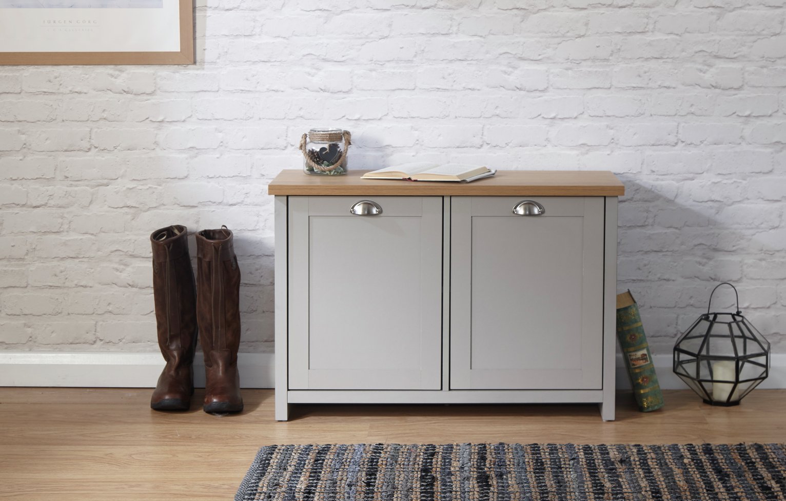 Lancaster 2 Door Shoe Cabinet - Grey